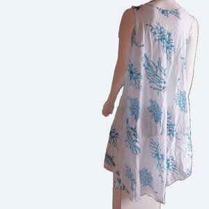 COPY - Indian emporium blue coral sleeveless airy eyelet white dress one size